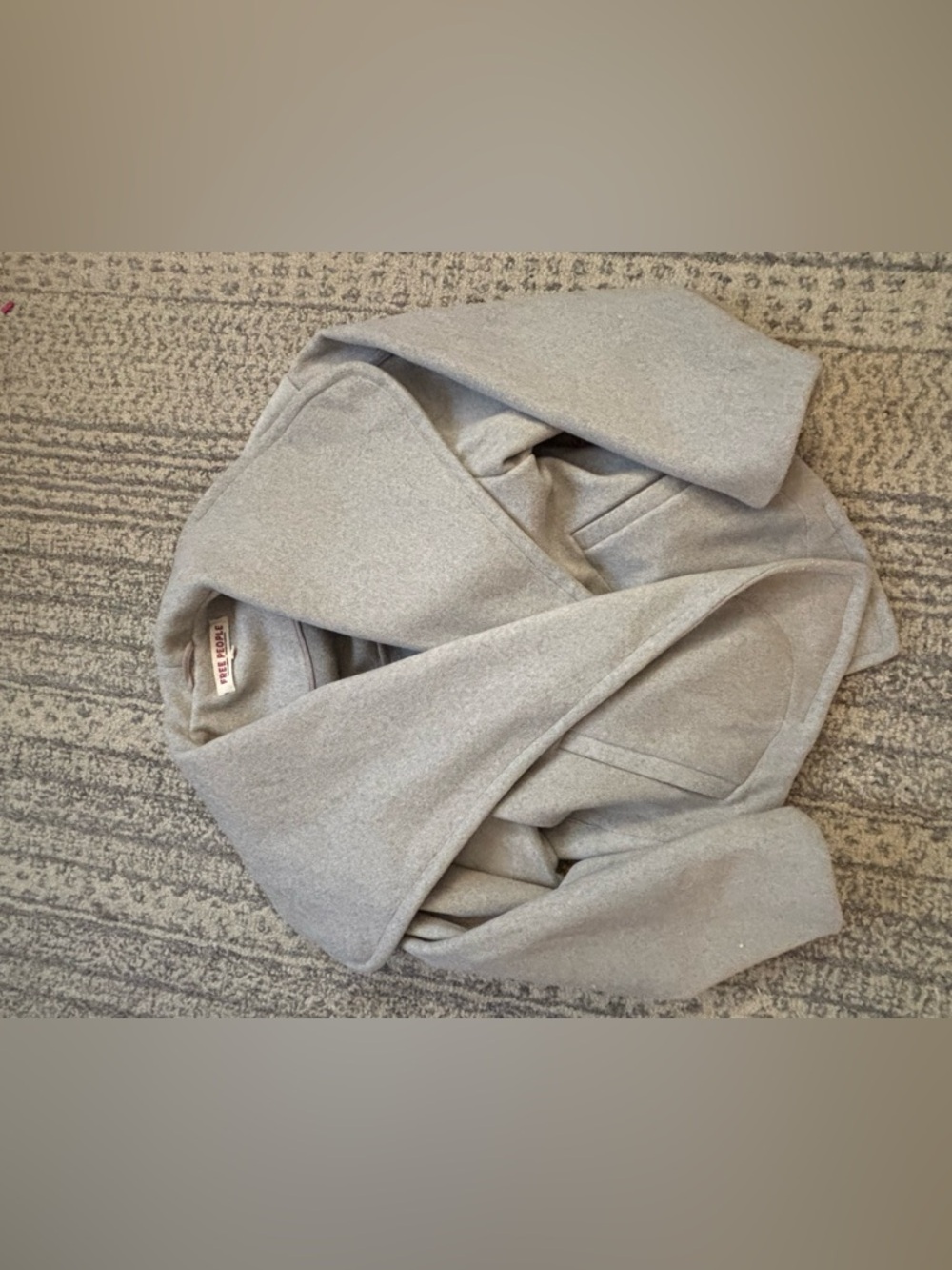 Free People Light beige gray Draped Shawl Collar Pea Coat - Picture 6 of 6